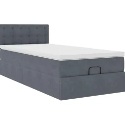 vidaXL Ottoman bed met matras en LED's 80x200cm fluweel donkergrijs