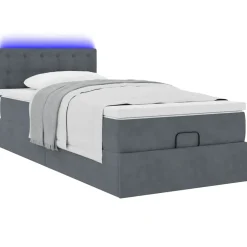 vidaXL Ottoman bed met matras en LED's 80x200cm fluweel donkergrijs
