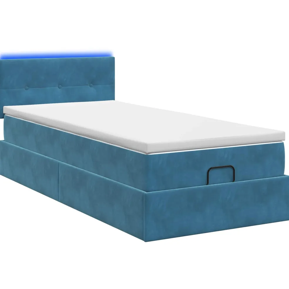 vidaXL Ottoman Bed met Matrassen en LED Donkerblauw 80 x 200 cm