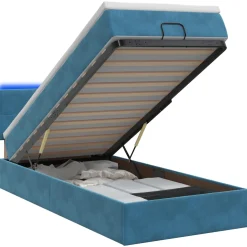 vidaXL Ottoman Bed met Matrassen en LED Donkerblauw 80 x 200 cm