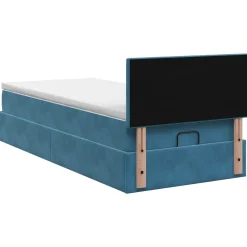 vidaXL Ottoman Bed met Matrassen en LED Donkerblauw 80 x 200 cm