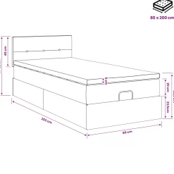 vidaXL Ottoman Bed met Matrassen en LED Donkerblauw 80 x 200 cm