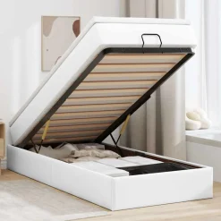 vidaXL Ottoman bed met matras 80x200 cm kunstleer wit