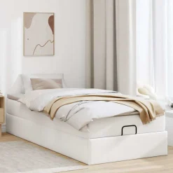vidaXL Ottoman bed met matras 80x200 cm kunstleer wit