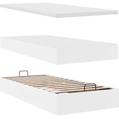 vidaXL Ottoman bed met matras 80x200 cm kunstleer wit