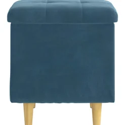vidaXL Ottoman met Opbergruimte Blauw 40 x 40 x 45 cm Fluweel