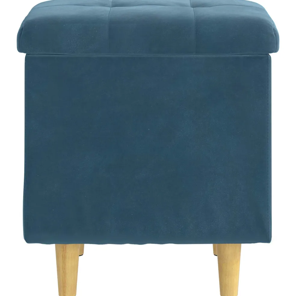 vidaXL Ottoman met Opbergruimte Blauw 40 x 40 x 45 cm Fluweel