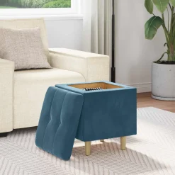 vidaXL Ottoman met Opbergruimte Blauw 40 x 40 x 45 cm Fluweel