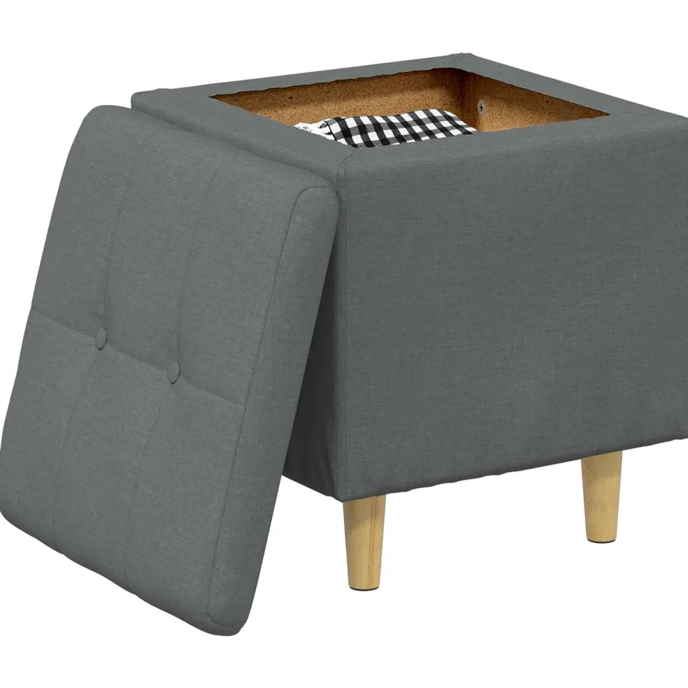 vidaXL Ottoman met Opbergruimte Donkergrijs 40 x 40 x 45 cm Stof