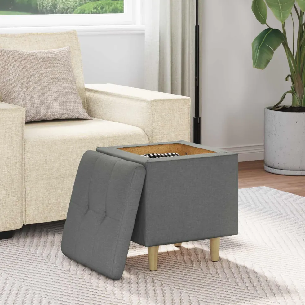 vidaXL Ottoman met Opbergruimte Donkergrijs 40 x 40 x 45 cm Stof