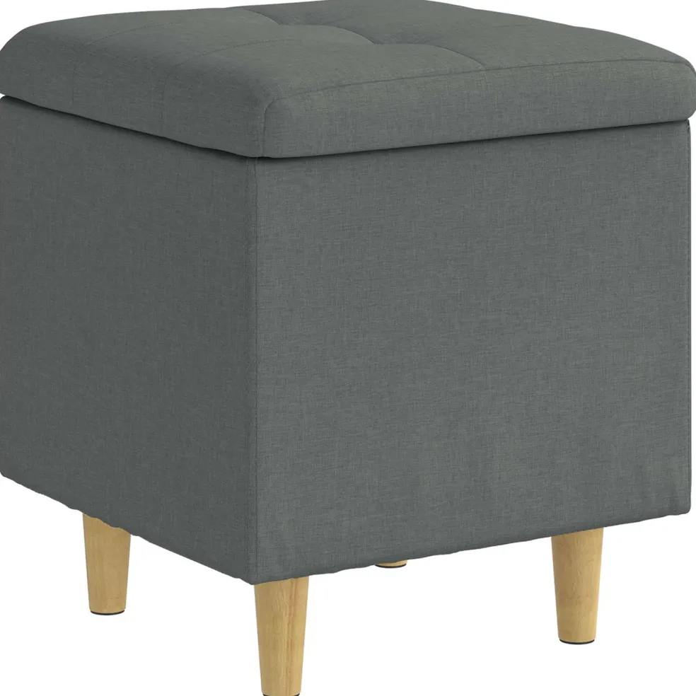 vidaXL Ottoman met Opbergruimte Donkergrijs 40 x 40 x 45 cm Stof