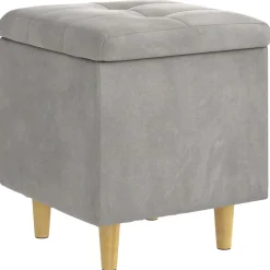vidaXL Ottoman met Opbergruimte Lichtgrijs 40 x 40 x 45 cm Fluweel