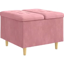 vidaXL Ottoman met Opbergruimte Roze 60 x 60 x 45 cm Fluweel