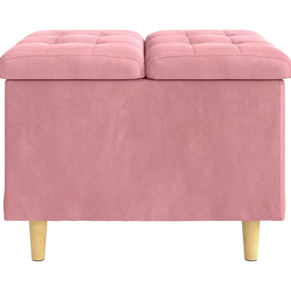 vidaXL Ottoman met Opbergruimte Roze 60 x 60 x 45 cm Fluweel