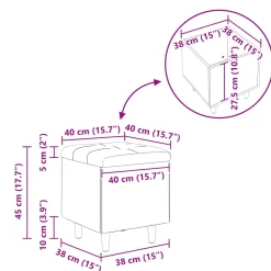 vidaXL Ottoman met Opbergruimte Zwart 40 x 40 x 45 cm Fluweel