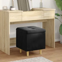 vidaXL Ottoman met Opbergruimte Zwart 40 x 40 x 45 cm Fluweel