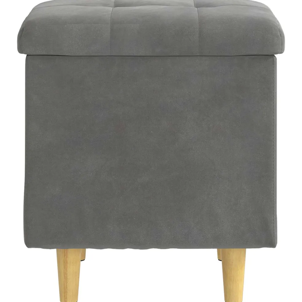 vidaXL Ottoman met Opbergruimte Donkergrijs 40 x 40 x 45 cm Fluweel
