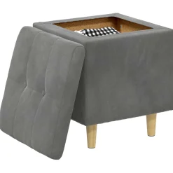 vidaXL Ottoman met Opbergruimte Donkergrijs 40 x 40 x 45 cm Fluweel