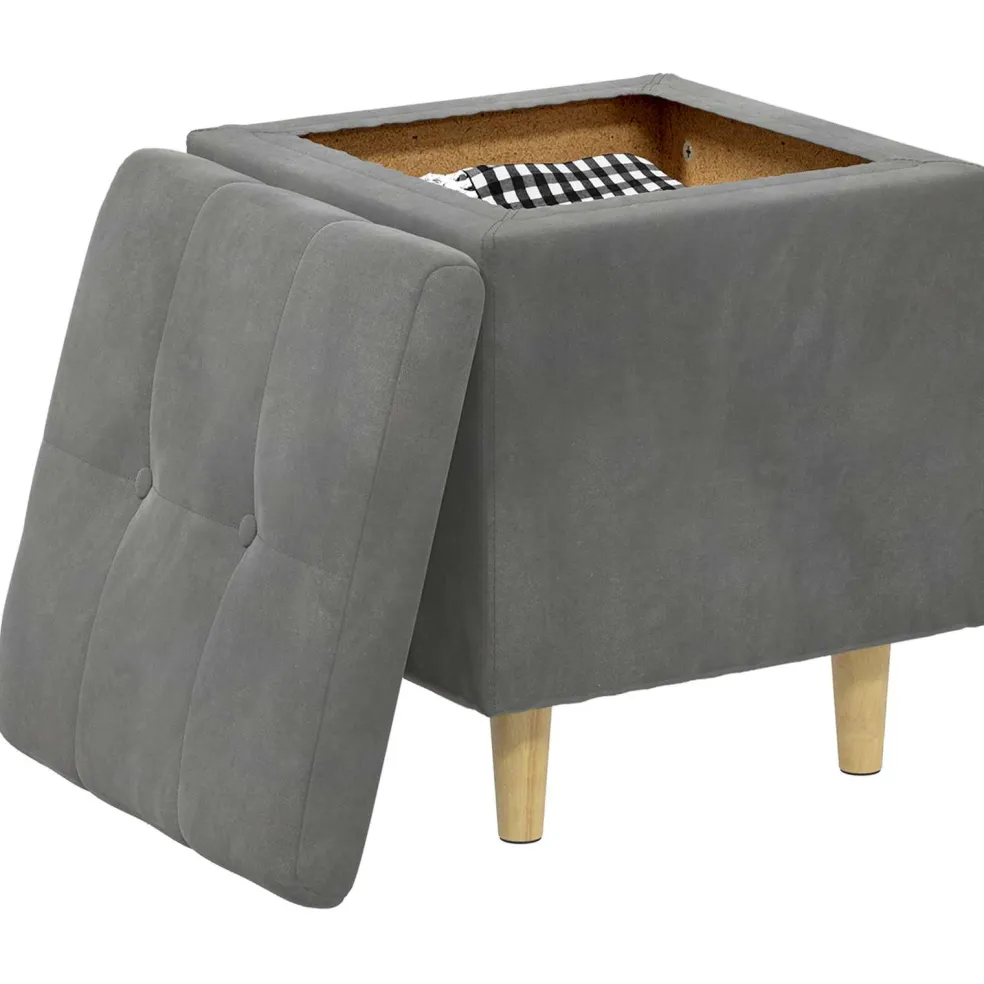 vidaXL Ottoman met Opbergruimte Donkergrijs 40 x 40 x 45 cm Fluweel