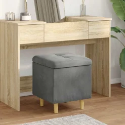 vidaXL Ottoman met Opbergruimte Donkergrijs 40 x 40 x 45 cm Fluweel