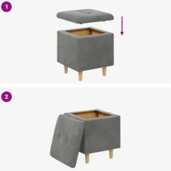 vidaXL Ottoman met Opbergruimte Donkergrijs 40 x 40 x 45 cm Fluweel