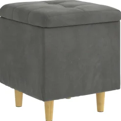 vidaXL Ottoman met Opbergruimte Donkergrijs 40 x 40 x 45 cm Fluweel