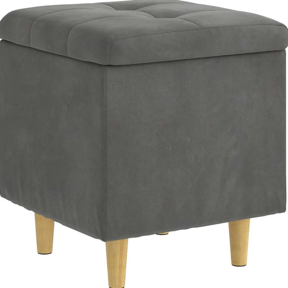 vidaXL Ottoman met Opbergruimte Donkergrijs 40 x 40 x 45 cm Fluweel