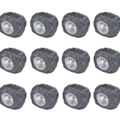vidaXL Outdoor Spotlight solar LED 12 st steenvormig
