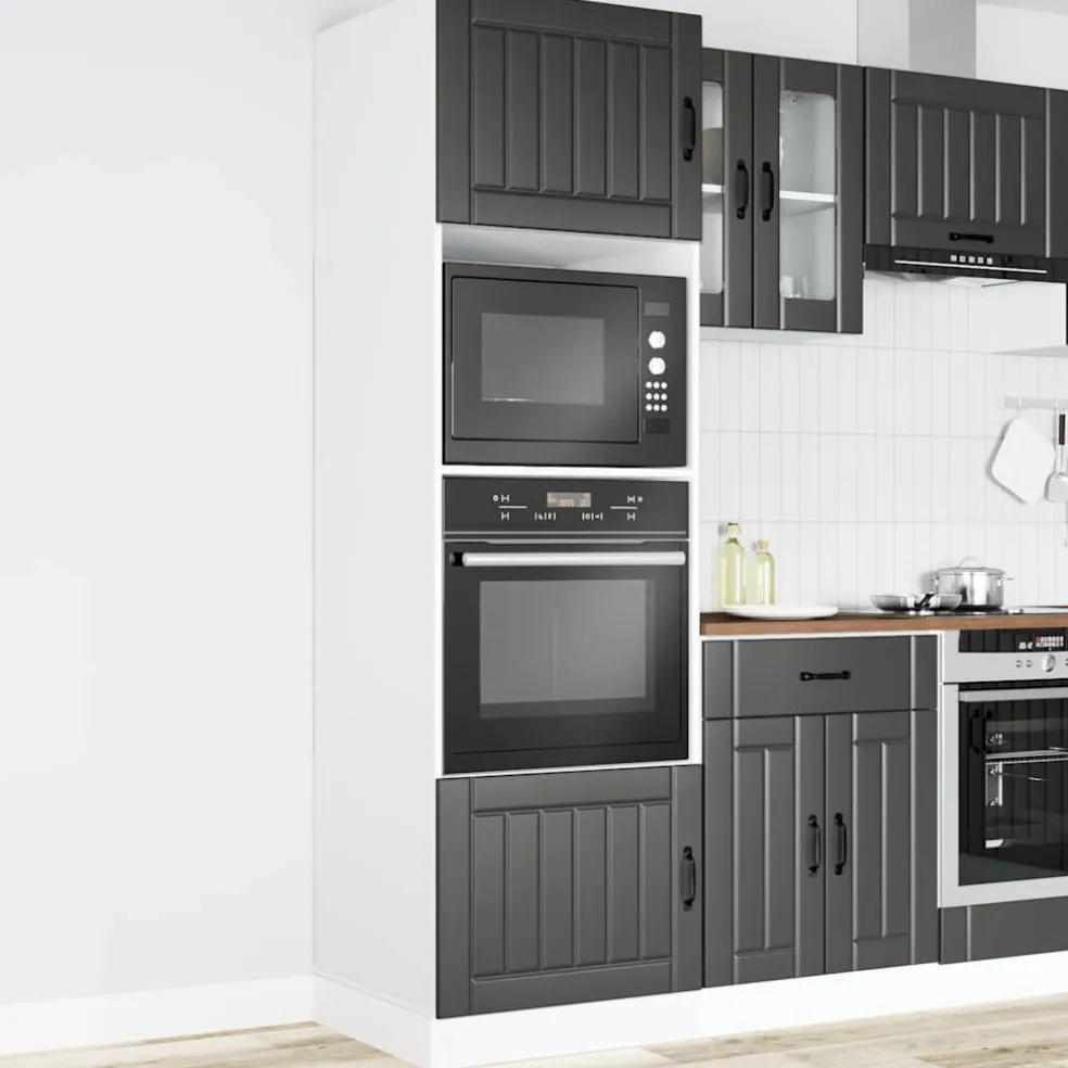 vidaXL Ovenkasten 2 st Lucca bewerkt hout zwart