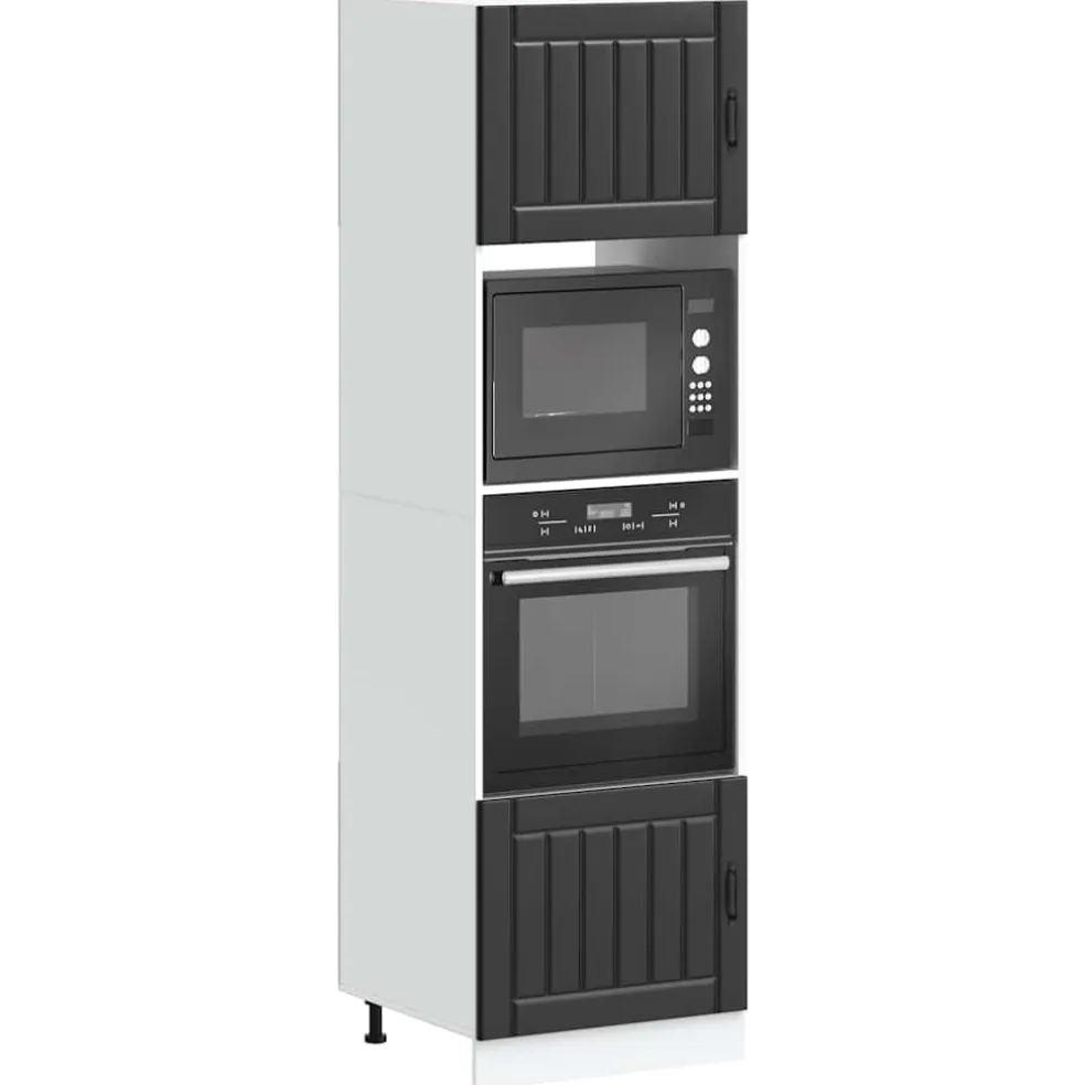 vidaXL Ovenkasten 2 st Lucca bewerkt hout zwart