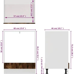 vidaXL Ovenkast Lyon 60x46x81,5 cm bewerkt hout gerookt eikenkleurig