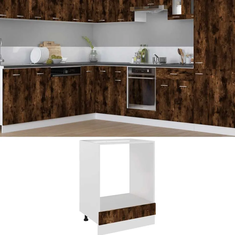 vidaXL Ovenkast Lyon 60x46x81,5 cm bewerkt hout gerookt eikenkleurig