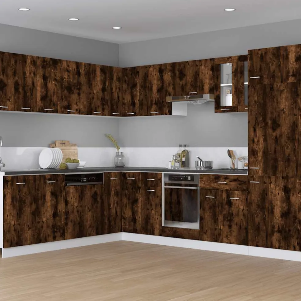 vidaXL Ovenkast Lyon 60x46x81,5 cm bewerkt hout gerookt eikenkleurig