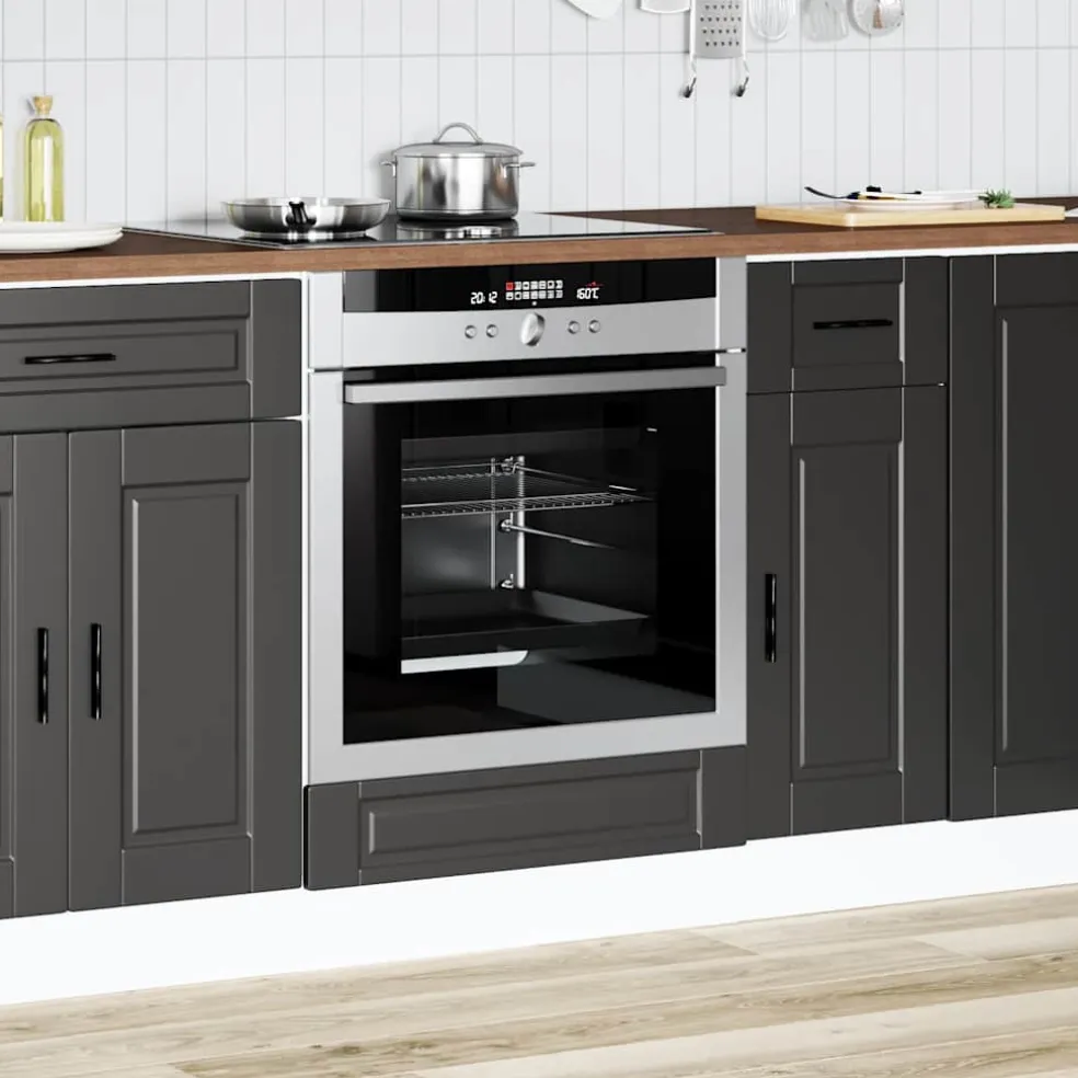 vidaXL Ovenkast "Porto" bewerkt hout zwart