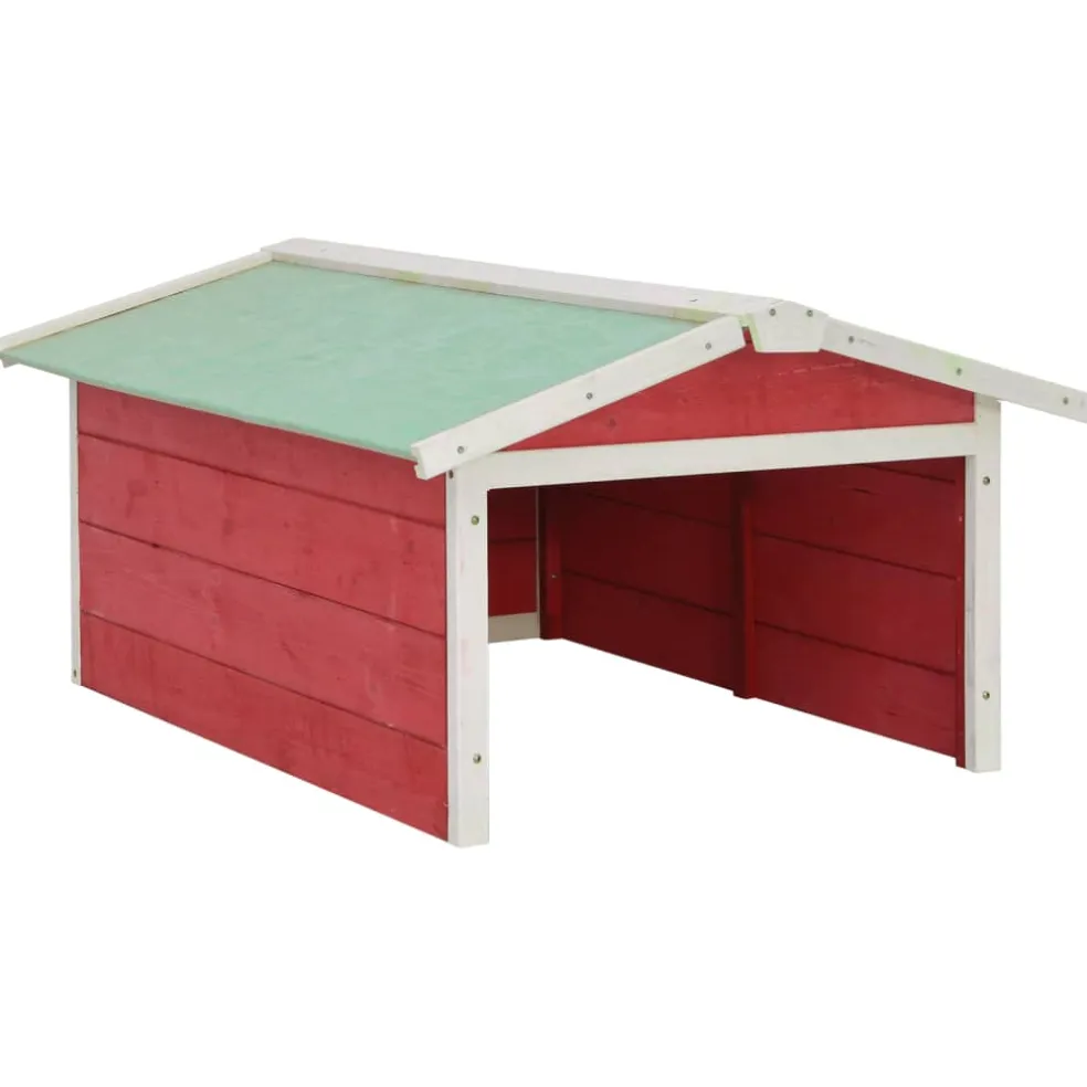 vidaXL Overkapping voor grasmaaier 72x87x50 cm vurenhout rood en wit