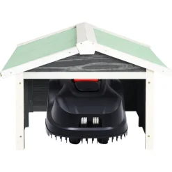 vidaXL Overkapping voor grasmaaier 72x87x50 cm vurenhout grijs en wit