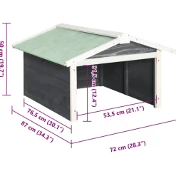 vidaXL Overkapping voor grasmaaier 72x87x50 cm vurenhout grijs en wit