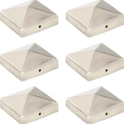 vidaXL Paalkappen 6 st piramide 81x81 mm roestvrij staal