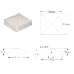 vidaXL Paalkappen 6 st piramide 81x81 mm gegalvaniseerd metaal