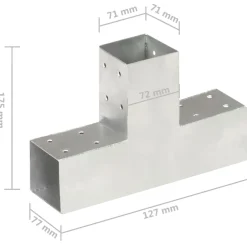 vidaXL Paalverbinding T-vorm 71x71 mm gegalvaniseerd metaal