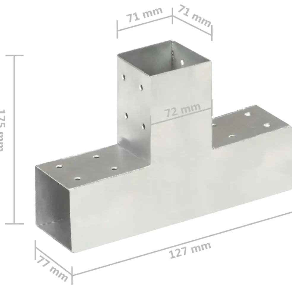 vidaXL Paalverbinding T-vorm 71x71 mm gegalvaniseerd metaal