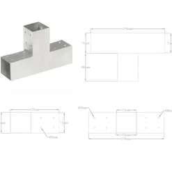 vidaXL Paalverbinding T-vorm 71x71 mm gegalvaniseerd metaal