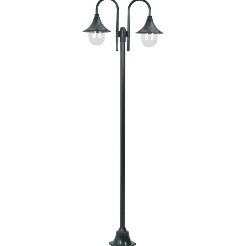 vidaXL Paalverlichting tuin E27 220 cm aluminium donkergroen 2-delig