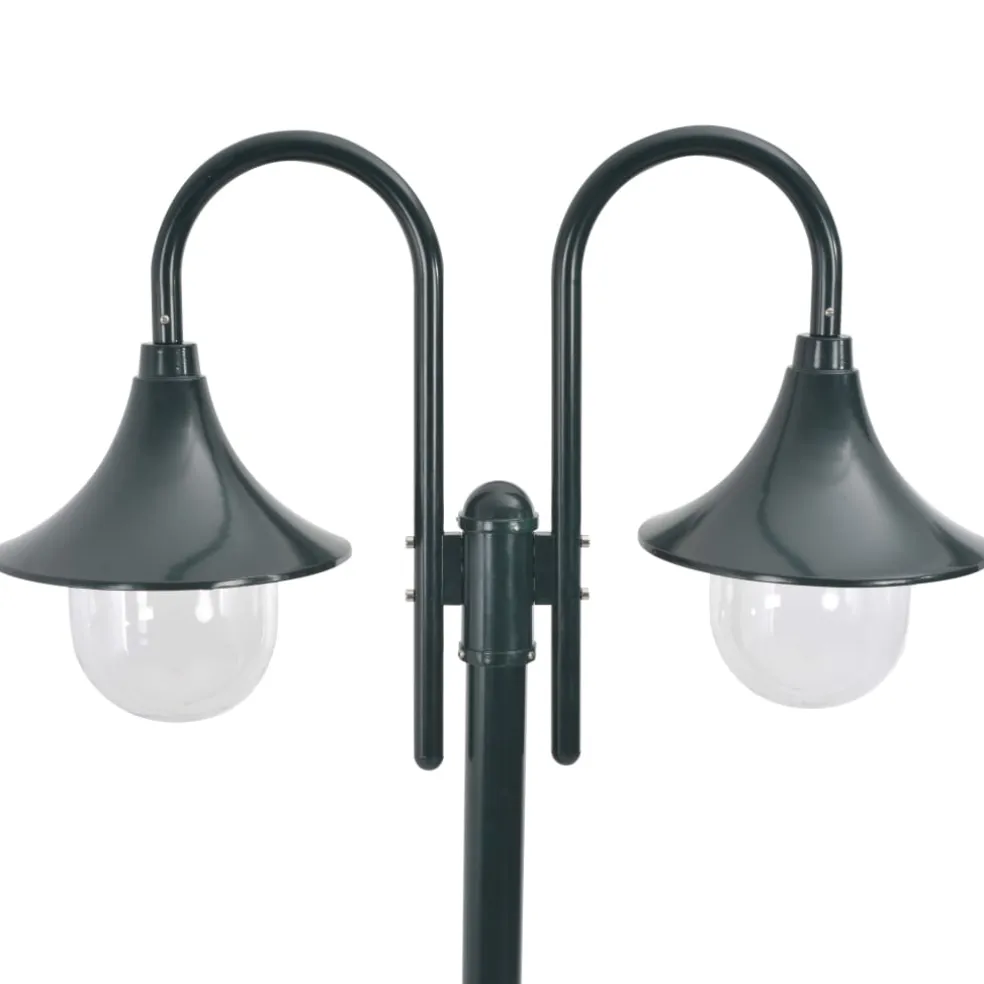 vidaXL Paalverlichting tuin E27 220 cm aluminium donkergroen 2-delig