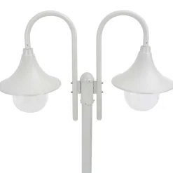 vidaXL Paalverlichting tuin E27 220 cm aluminium wit 2-delig