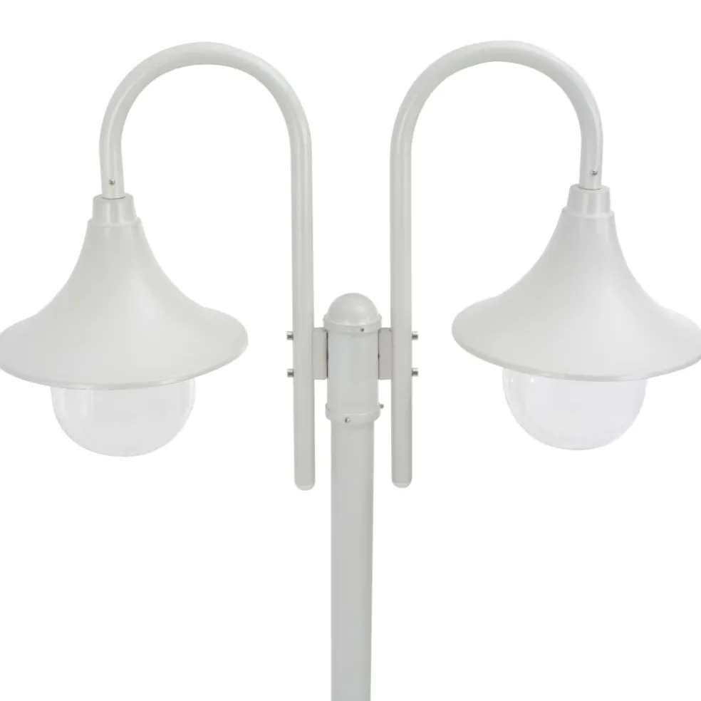 vidaXL Paalverlichting tuin E27 220 cm aluminium wit 3-delig