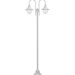 vidaXL Paalverlichting tuin E27 220 cm aluminium wit 3-delig