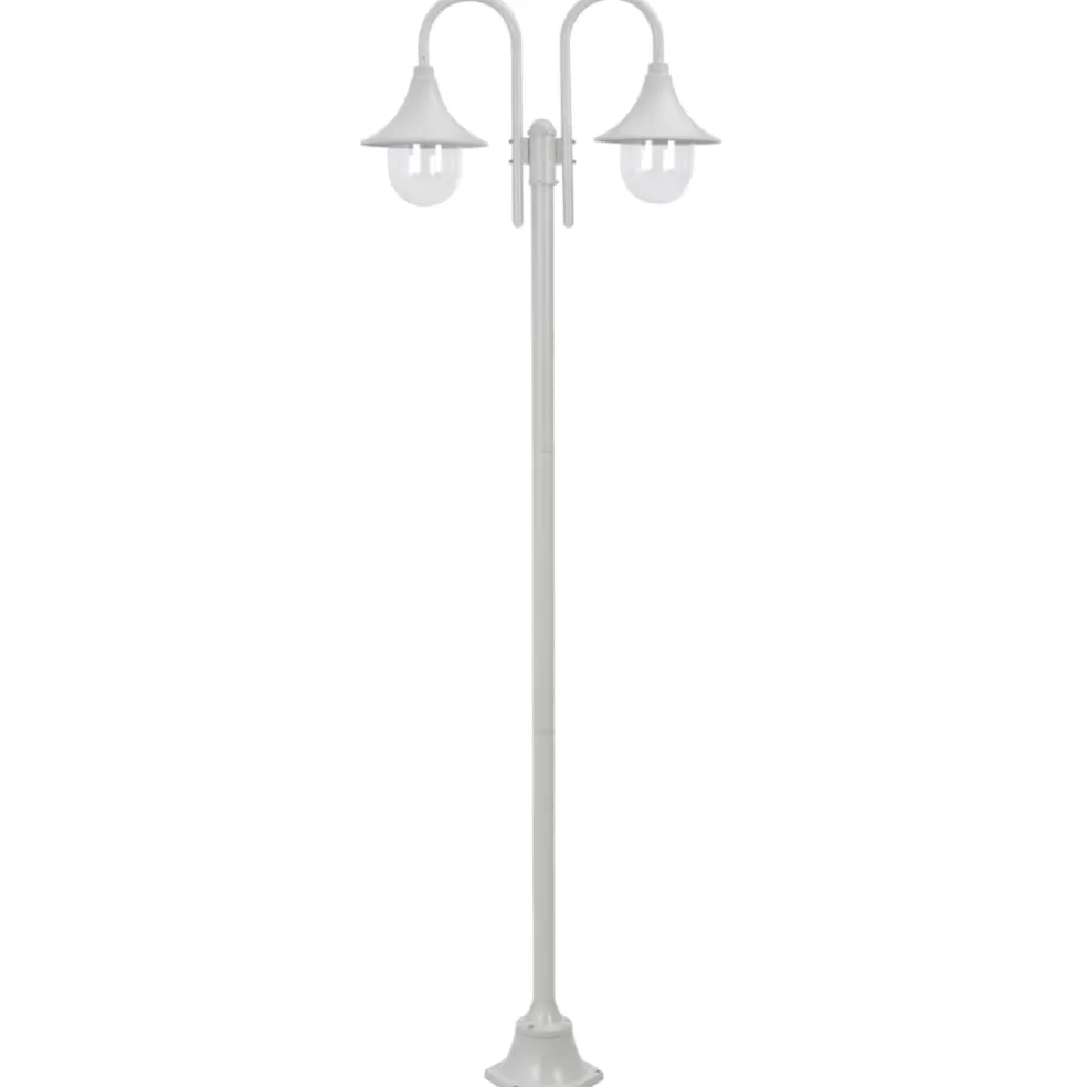 vidaXL Paalverlichting tuin E27 220 cm aluminium wit 3-delig