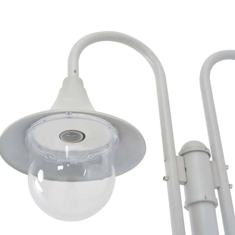 vidaXL Paalverlichting tuin E27 220 cm aluminium wit 3-delig