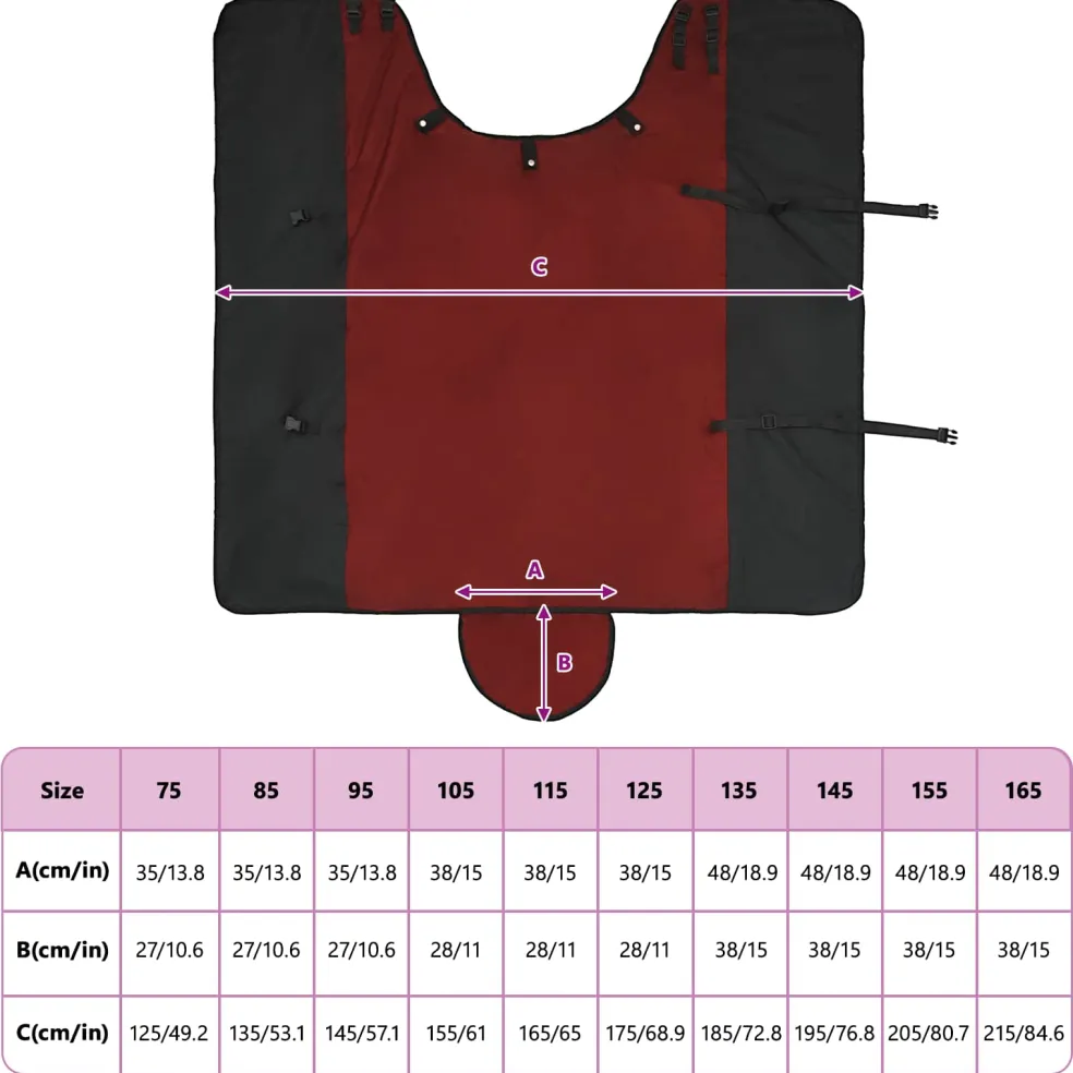 vidaXL Paardendeken Bordeaux en Zwart 75 cm Polyester